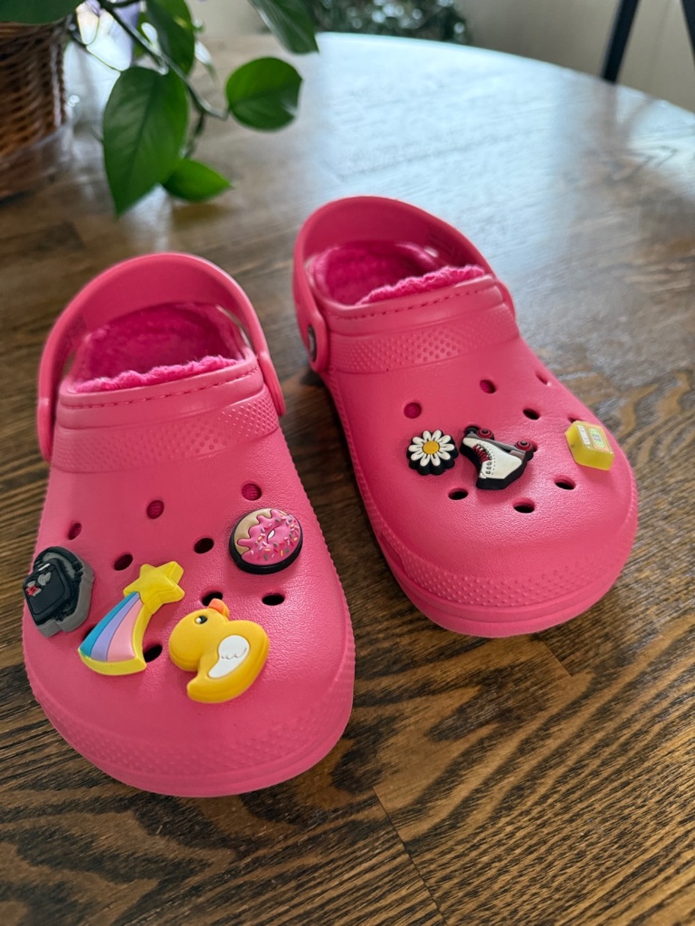 Kids lined Pink Croc Shoes with Fun Charms